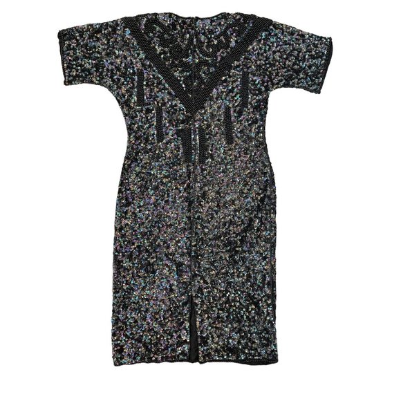 Vintage Jean for Joseph Le Bon Dress Black Beaded Sequined Pure Silk Dress M NWT - Picture 10 of 13